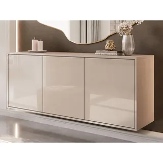 ALLHOUSE24 Kommode MANDY Dreitürige Kommode in Hochglanz Sideboard Kaschmir Weiß (1x Kommode), Breite: 154 cm grau 154 cm x 60 cm x 40 cm