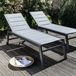 Oviala Sonnenliegen aus Aluminium, Grau,