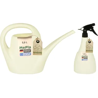 MePla - Set Gießkanne 5,0l Indoor + Sprüher 1,0l - Weiss, wetterfest aus UV-beständigem Kunststoff