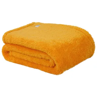 DoubleDry Teddy Kuscheldecke - 130x170 cm - Oeko-Tex Zertifiziert - Weiche Sofadecke - Flauschige Wohndecke - Gelb
