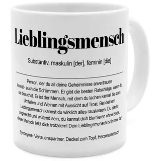 Tasse mit Definition Lieblingsmensch - Tasse mit Spruch, Wörterbuchtasse, Geschenktasse, witzig, Kaffeebecher, Becher, Kaffeetasse - Farbe Weiß