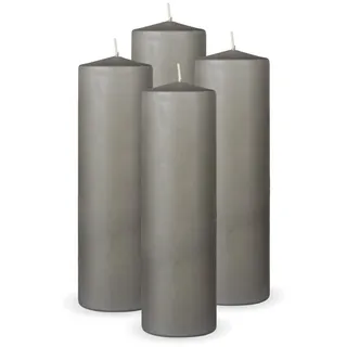 HS Candle Stumpenkerze Ø7 x 20 cm hellgrau 4 St.