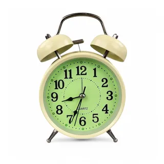 GMMH Retro Analog Wecker, Ohne Ticken, Tischuhr Nachttischuhr Doppelglockenwecker (27-8) Vintage Retro Nostalgie aus Metall, Antik Standuhr Schreibtischuhr Uhr Tischwecker mit Alarm, Weckuhr