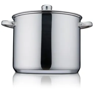 KHG Suppentopf XXL Kochtopf 26 cm Durchmesser, inkl. Glasdeckel, Edelstahl, 10 Liter Volumen, Glasdeckel, für alle Herdarten inklusive Induktion