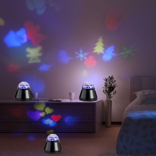Tischleuchte Tischlampe Schlafzimmerleuchte, Kinderlampe mit bunten Motiven, Projektionslicht, Dekoleuchte, schwarz, LED 4 W, DxH 10x10,5 cm, 3er Set