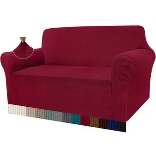 Sofabezug Stretch Jacquard Sofahusse Hunde Haustiere 2 Sitzer Weinrot