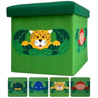 WIESEN.design Spielzeugtruhe 33L, Spielzeugkiste mit Deckel, Kindersitzbank mit Stauraum (Spielzeugbox mit Deckel, Sitzbank Kinder, Spielzeugkiste Kinderzimmer, Spielzeug Aufbewahrung, Kinderbank, Spielzeugaufbewahrung Kinderzimmer), geeignet für Kallax-Regale, belastbar bis 150kg, gratis Versand grün