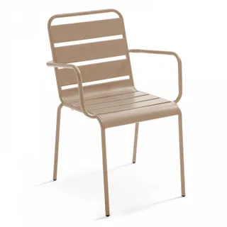 Oviala Gartenstuhl,, Taupe, Metall, - Palavas Gartensessel aus pulverbeschichtetem Stahl