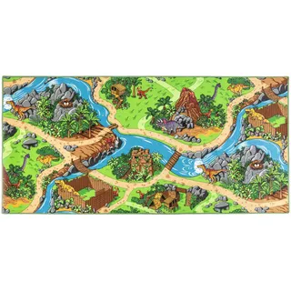 Carpet Studio Dino Teppich Kinderzimmer 95x200cm, Kinderteppich, Spielteppich Jungen & Mädchen, Teppiche für Babyzimmer, Schlafzimmer & Spielzimmer, Antirutsch, 30°C waschbar