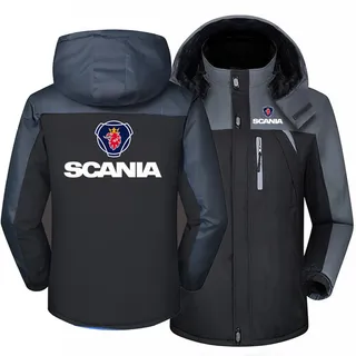 MYYLY Winddichte Winterjacke für Herren für Scania, Warmer Kapuzenpullover mit Reißverschluss, Windjacke, modisches Sweatshirt, bequemer Fleece-Pullover, Dicker Trainingsanzug,C-L