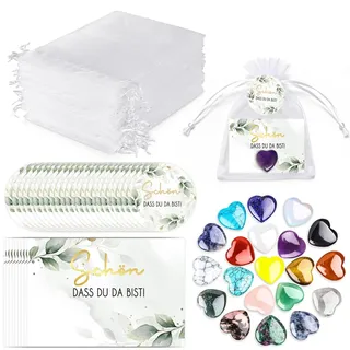 Gastgeschenke Hochzeit 24 Set, Schön Dass Du Da Bist Gastgeschenk, Herz Steine, Taufe Geschenk für Gäste, Steine Gastgeschenke für Hochzeit, Gäste, Taufe, Kommunion, Konfirmation