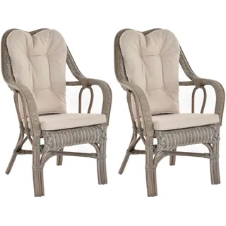 Set/2 Rattan Wintergartensessel Harrison Sessel hohe Rückenlehne (Vintage Grau)