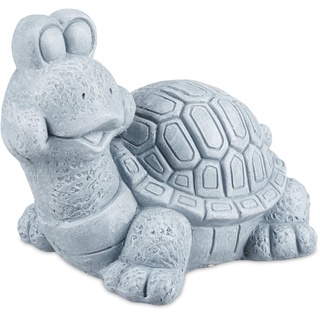 Relaxdays Schildkröte, Gartendeko Figur, Polyresin, HxBxT: 30 x 39 x 28 cm, wetterfest, detailliert, Gartenfigur, grau