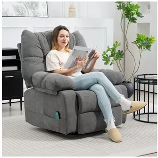 HOMCOM Massagesessel Relaxsessel mit Massagefunktion (Fernsehsessel mit Wärmefunktion, Liegefunktion, 1-St., TV Sessel mit Seitentaschen, Fernbedienung), 98 x 90 x 98 cm, Dunkelgrau grau