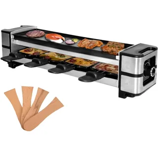 Syntrox 4er Raclette Grill | Tischgrill | Pfännchen | 4 Personen Ursli, langlebig und robust, Schwarzes Design, mit Temperaturregelung, für kleine Haushalte