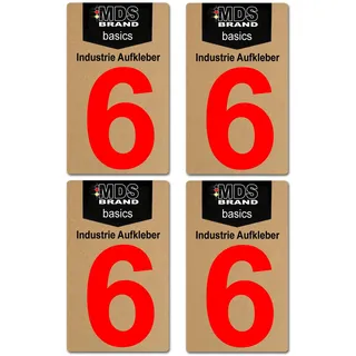 Basics von MDS Brand, 10cm Zahlen Aufkleber, Glänzend, 4 Stück, Zahlen zum aufkleben, Wetterfest klebezahlen (6)