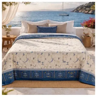 Plaid Bassetti Plaid Oplontis V9 270 x 250 cm, Bassetti beige|blau