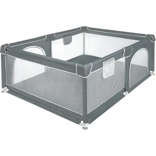Laufstall für Kinder,Laufstall Baby Faltbar, Laufgitter Baby Faltbar, Rutschfest und Sicher mit CE-Zertifikat, Baby Playpen zum Spielen mit Einfacher Aufstellung-120 * 160 * 66 cm-dunkelgrau
