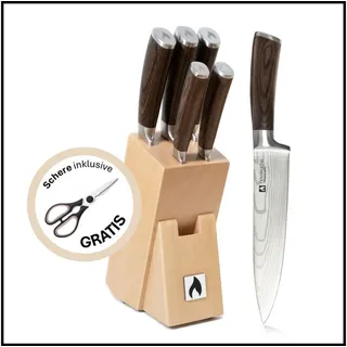 LIVINA HOME Messer-Set Profi Chefmesser Set – Scharfe 20 cm Klinge aus hochwertigem Edelstahl (6-tlg), Schneidemesser, Küchenmesser, Kochmesser, Oster Deal Sale!
