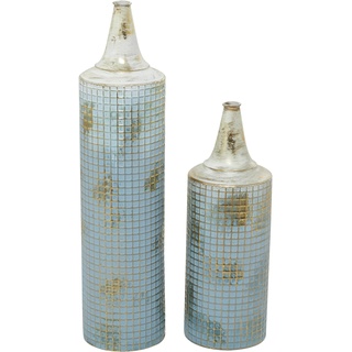 Deco 79 Hohe Vase, Metall, Used-Look, 63,5 cm, 45,7 cm hoch, Blau