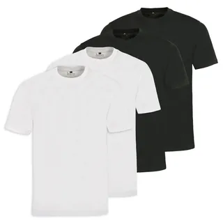 hajo Herren T-Shirt, 4er Pack - Basic, Kurzarm, Rundhals, Baumwolle, uni Schwarz / Weiß M
