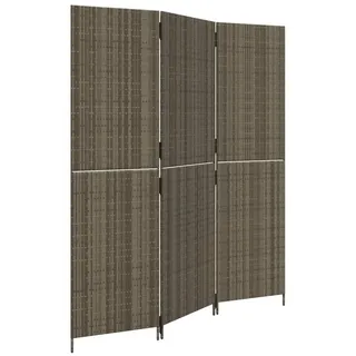 vidaXL Paravent 3-tlg. Grau Poly Rattan