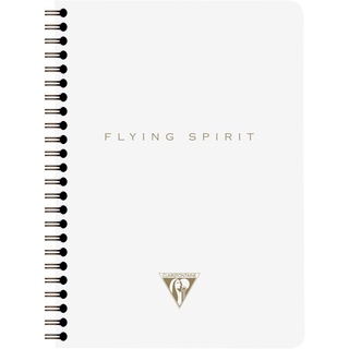 Clairefontaine 104566C Notizbuch Flying Spirit, mit Innentaschen und Spiralbindung, liniert, 60 Blatt, DINA5, 14,8 x 21cm, 1 Stück, Weiß mit sortierten Designs