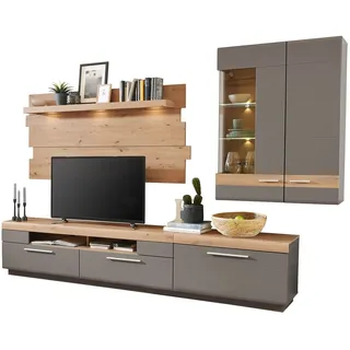 Innostyle Möbelvertriebs GmbH & Co.KG Wohnwand LUCERA, Artisan Eiche Dekor - Basalt matt Dekor - 4-teilig - LED-Beleuchtung