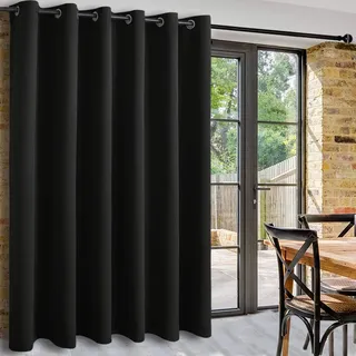 DWCN Thermovorhang Extra Breite Vorhänge Raumteiler Vorhänge Blickdicht Verdunklungsvorhänge H243xB254cm,Raumteiler Gardinen Schallschutz Sichtschutzvorhänge Wohnzimmer,Schlafzimmer,1 Stück, Schwarz