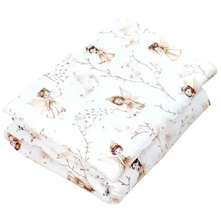 TupTam Kinder Gemusterte Bettdecken Set Ganzjahresdecke Bettdecke Kopfkissen Flachkissen 2tlg., Farbe: Beige/Feen, Größe: 135x100 cm