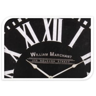 vom Pullach Hof Wanduhr 60cm Durchmesser Analoge Uhr Vintageuhr Wohnzimmer Küche Esszimmer Büro Cafe (William Marchant schwarz)