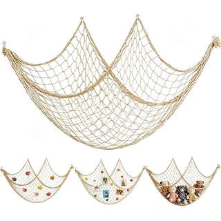 Fischernetz Deko Mesh Outdoor, Fischernetz Dekoration, 200 x 100 cm Fischerei Deko, Mit Schale Dekoratives Fischernetz, Fischernetz Wand Deko für Muscheln Fotos Partysdekoration (Beige)