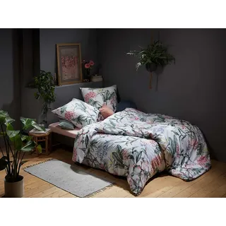 Bettwaesche-mit-Stil Mako Satin Bettwäsche Pastell Blume 240x220 + 2X 80x80