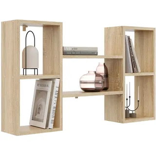 KUBUTKU Dekorativ Wandregal mit 5 Böden 102x60x18 Design Skandinavischer Modern für Wohnzimmer Küche Büro Schlafzimmer Badezimmer Hängeregal Bücherregal (Sonoma Eiche)