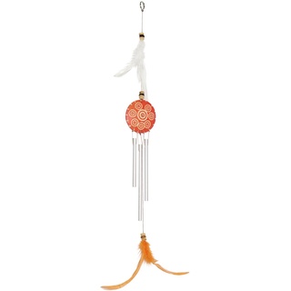 Laroom 14054 Wind Windspiel Metall mit Federn orange 45 cm, orange, weiß