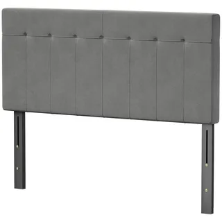 140, Kopfteil 3-fach höhenverstellbar Bettkopfteil mit Metallbeinen Samtoptik für Schlafzimmer 140x10x106/116/126 cm Grau, 0x10, 0x126, 0 cm