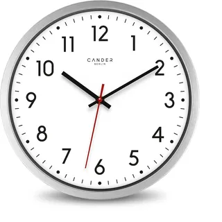Cander Berlin MNU 4130 Wanduhr aus Aluminium mit lautlosem Uhrwerk für den Außenbereich, weiß, Ø 30,5 cm