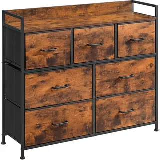 VASAGLE Boxxx Kommode 98 x 85 x 28,5 cm Braun / Schwarz