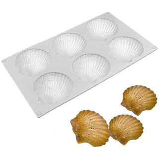 DUBENS Silikon Madeleine Kekstablett, Französische Mousse form DIY Shell Silikonformen Keksformen, 6 Hohlräume Madeline Form Antihaft-Backform