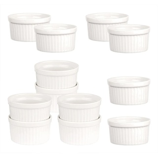 BigDean Dessertschale Soufflé Förmchen rund feuerfeste Keramik Förmchen Creme Brulee Muffi, Keramik, (12-tlg) weiß Ø 9 cm