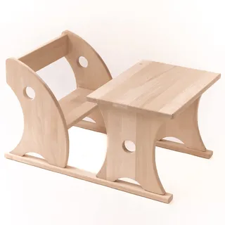 JOWE Pikler Essbänkchen | Kindertisch aus Holz Made in Austria | Pikler Sitzbänkchen aus Buche | Kindertisch mit Bank (Buche naturbelassen)
