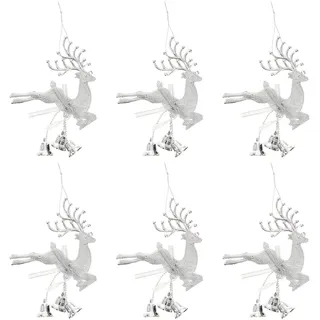 NUOBESTY 6 stücke Weihnachten hängen Rentiere weihnachtsglocke Ornamente hängen weihnachtsbaumschmuck Ornamente für DIY Handwerk Silber