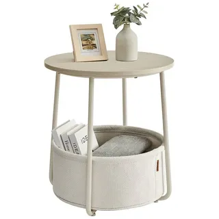VASAGLE Beistelltisch rund Cremeweiß Spanplatte 45 x 45 x 51 cm