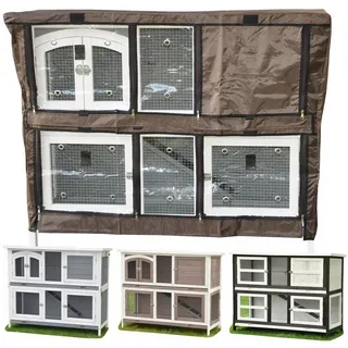 nanook shop Kleintierkäfig Schutzhülle für Hasenstall Balu/Frederik 124 x 43 x 96 cm braun, schwarz