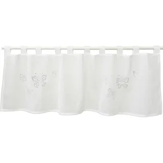 Kurzgardine, Weiß, Textil, Schmetterling, 140x48 cm, Oeko-Tex® Standard 100, Wohntextilien, Gardinen & Vorhänge, Fertiggardinen, Scheibengardinen