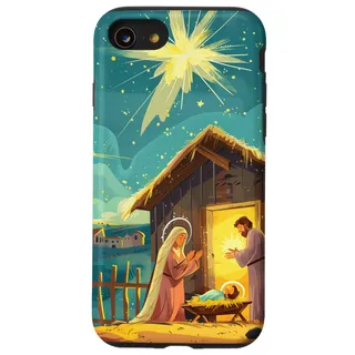 Hülle für iPhone SE (2020) / 7 / 8 Krippe Krippe Weihnachtsstern von Bethlehem