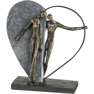 Dekofigur CASABLANCA BY GILDE "Skulptur Heartbeat, bronze/grau" Dekofiguren Gr. B/H/T: 28 cm x 31 cm x 10 cm, grau Deko-Objekte Dekoobjekt, Höhe 31 cm, Herz Form, Wohnzimmer