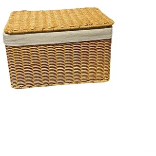 PP Imitation Rattan handgewebter Korb mit Deckel für funktionale Aufbewahrung von Büchern, Spielzeug, Kleidung und kleinen Haushaltswaren (S)