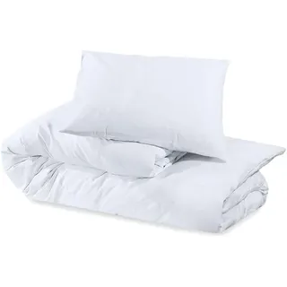 vidaXL Bettwäsche-Set unifarben Baumwolle Weiß 200 x 200 cm