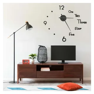 furnicato Uhr Extragroße 3D-Wanduhr Schwarz 100 cm Durchmesser (Anpassbare Zifferblatt-Uhr aus EVA-Schaum für Ihr Wohnzimmer-Interieur) schwarz